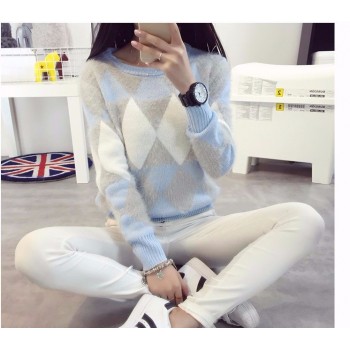 2019 Female Pullovers Winter Sweater Fashion Women Spring Autumn Pullover Long Sleeve Plaid Casual Ladies Sweaters